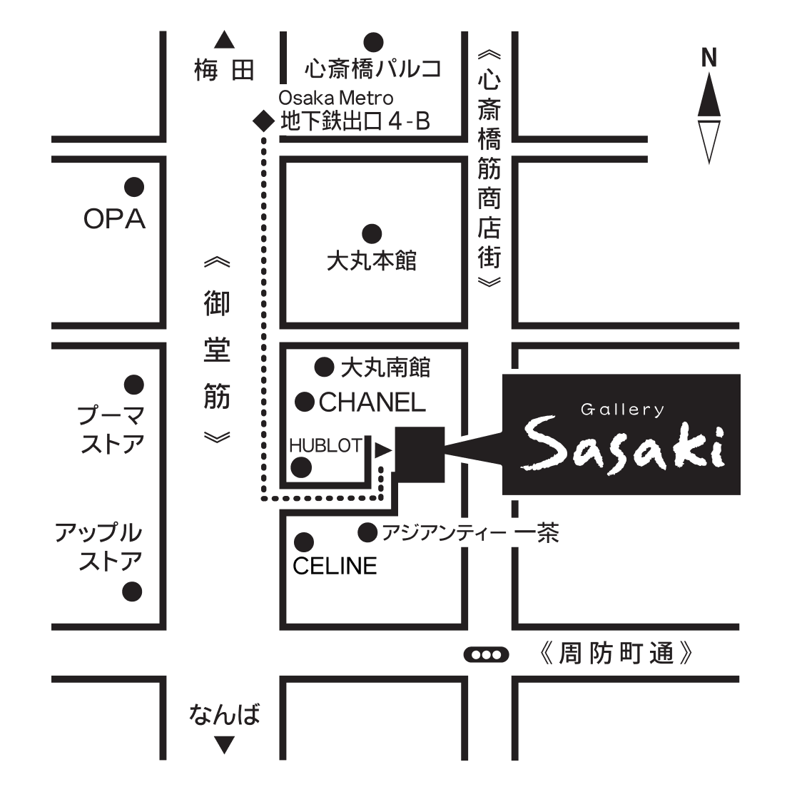 ギャラリーササキ商店アクセスマップ