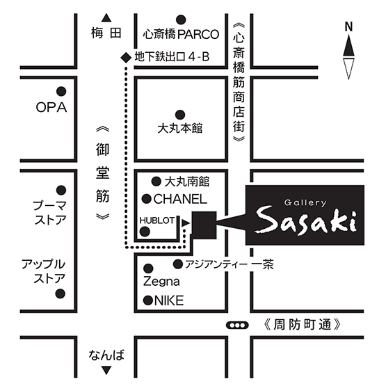 ギャラリーササキ商店アクセスマップ