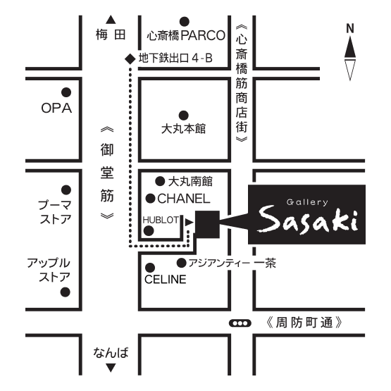 ギャラリーササキ商店アクセスマップ